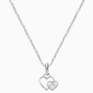 Better Together, Pavé CZ Heart Teen&#039;s Necklace for Girls - 14K White Gold