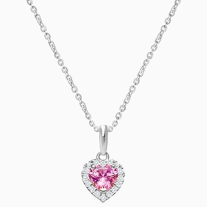 Blissful Heart, Halo Necklace, Mother&#039;s Necklace (Includes Chain) - 14K White Gold