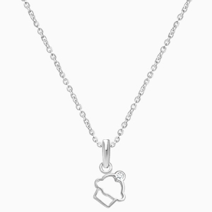 Cupcake Cutie, Clear CZ Children&#039;s Necklace for Girls - 14K White Gold