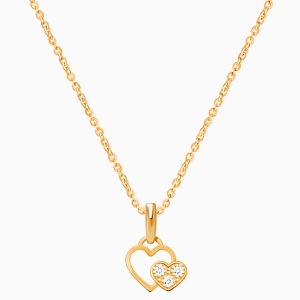 Better Together, Pavé CZ Heart Teen&#039;s Necklace for Girls - 14K Gold