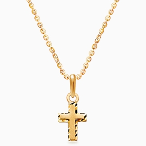 Beautifully Beveled, Cross Teen&#039;s Necklace (Includes Chain) - 14K Gold
