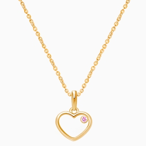 Bright Heart, Pink CZ Children&#039;s Necklace for Girls - 14K Gold