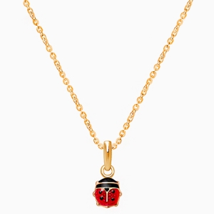 Lil&#039; Ladybug, Teeny Tiny Children&#039;s Necklace for Girls - 14K Gold