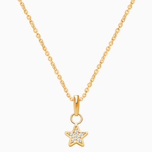 Starlight, Pavé CZ Star, Children&#039;s Necklace for Girls - 14K Gold