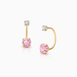 Girls Jewelry - 14K Yellow Gold Butterfly White CZ Screw Back Earrings