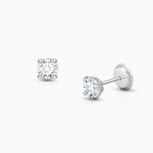 April Birthstone Studs, 4mm Swarovski® Crystal Baby/Children&#039;s Earrings, Screw Back - 14K White Gold