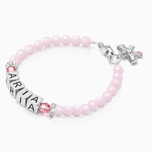 tB® Signature Crystal™ Sweet Pink Baby/Children’s Name Bracelet for Girls - Sterling Silver