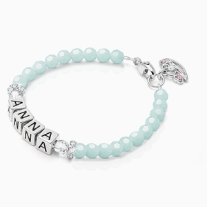 tB® Signature Crystal™ Trademark Blue Baby/Children’s Name Bracelet for Girls - Sterling Silver