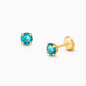 December Birthstone Studs, 4mm Swarovski® Crystal Mother&#039;s Earrings, Screw Back - 14K Gold