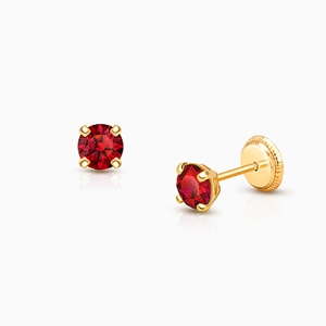 July Birthstone Studs, 4mm Swarovski® Crystal Teen&#039;s Earrings, Screw Back - 14K Gold