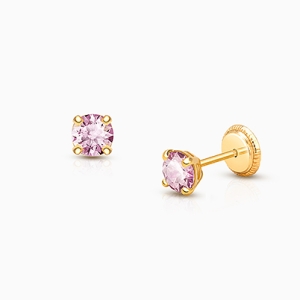 June Birthstone Studs, 4mm Swarovski® Crystal Mother&#039;s Earrings, Screw Back - 14K Gold