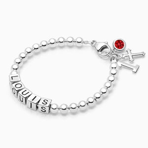 4mm Tiny Blessings Beads, Baby/Children&#039;s Name Bracelet for Boys - Sterling Silver 