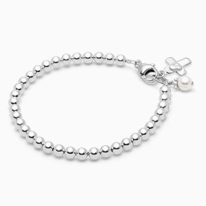 4mm Tiny Blessings Beads, First Holy Communion Beaded Bracelet for Girls - Sterling Silver