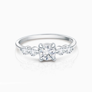 Signature 5 Stone, Clear CZ Children&#039;s First Holy Communion Ring for Girls - Sterling Silver