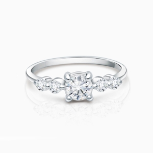 Signature 5 Stone, Clear CZ Teen&#039;s Ring for Girls - Sterling Silver