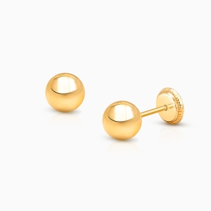 4mm Classic Round Studs, Baby/Children's Earrings, Screw Back - 14K Gold