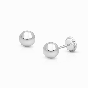 5mm Classic Round Studs, Mother&#039;s Earrings, Screw Back - 14K White Gold