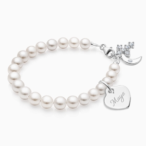 Girl&#039;s Personalized Pearl Bracelet for Kids