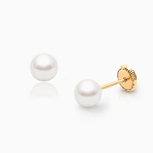 5mm Pearl Studs, First Holy Communion Children&#039;s Earrings, Screw Back - 14K Gold