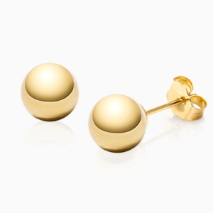 8mm Classic Round Studs, Teen&#039;s Earrings, Friction Back - 14K Gold