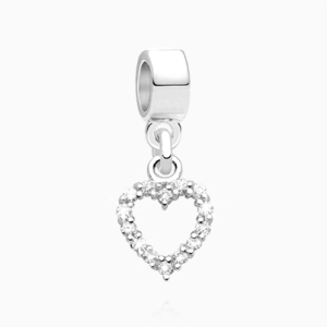 Bright and Brave, Sterling Silver and Clear CZ Pavé Heart - Adoré Pendant