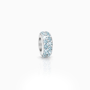 A Kiss Goodnight, Sterling Silver and Blue CZ Sparkling Lights Pavé Rondel - Adoré Charm