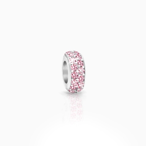 Candy Coated Sprinkles, Sterling SIlver and Light Pink CZ Sparkling Lights Pavé Rondel - Adoré Charm