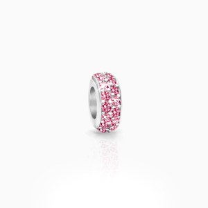 Darling Diva, Sterling Silver and Pink CZ Sparkling Lights Pavé Rondel - Adoré Charm