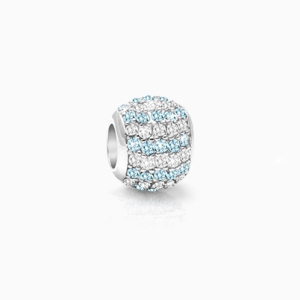 Frosty FROZEN Wonderland, Sterling Silver Clear and Blue CZ Sparkling Lights Pavé Round - Adoré Charm