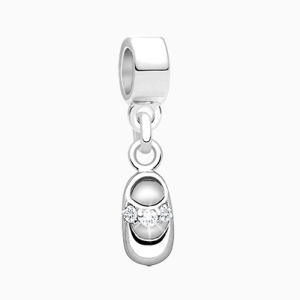 Baby Steps, Sterling Silver Baby Shoe with CZ&#039;s - Children&#039;s Adoré™ Dangle Charm