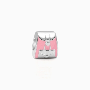 Straight &quot;A&quot; Student, Sterling Silver and Pink Enamel Backpack - Adoré Charm