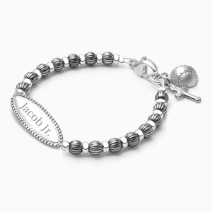 Boy&#039;s Oxidized Silver Baby/Children&#039;s Engraved Bracelet