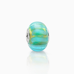 Buried Treasure, Sterling Silver and Waved Aqua Blue &amp; Gold Murano Glass (Hand Made in Italy) - Children&#039;s Adoré™ Charm