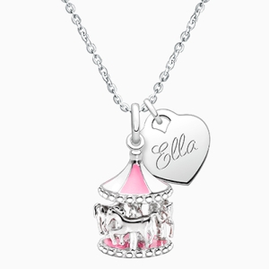 Small Heart &quot;Design Your Own&quot; Engraved Necklace for Children (Includes Chain &amp; FREE 1-Side Engraving) - Sterling Silver