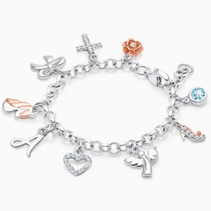 Design Your Own Christening/Baptism Baby/Children&#039;s Charm Bracelet for Girls (Includes Initial Charm) - Sterling Silver