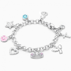 Design Your Own Christening/Baptism Baby/Children&#039;s Charm Bracelet for Girls (Includes Initial Charm) - Sterling Silver