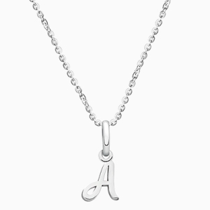 Cursive Initial, Personalized Teen&#039;s Necklace for Girls (Optional Birthstone Charm) - Sterling Silver