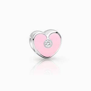 Daddy&#039;s Girl, Sterling Silver Heart with Light Pink Enamel and CZ - Children&#039;s Adoré™ Charm