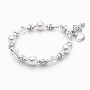 Diamonds &amp; Pearls, Baby/Children&#039;s Beaded Bracelet for Girls - Sterling Silver