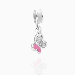 Flutter By Little Butterfly, Sterling Silver Butterfly with CZ&#039;s - Adoré Pendant