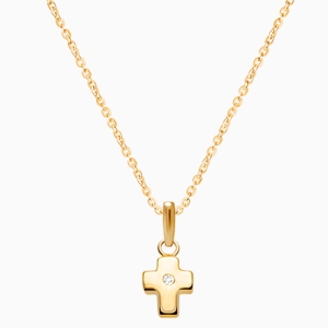 Forever in Faith Cross with Genuine Diamond, Teen&#039;s Necklace (Includes Chain) - 14K Gold