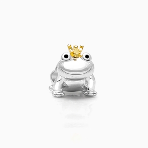 Prince Charming, Sterling Silver Frog with 14K Gold Plated Crown - Adoré Charm