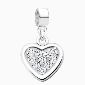 From the Heart, Sterling Silver Clear Pavé CZ Heart - Children&#039;s Adoré™ Dangle Charm