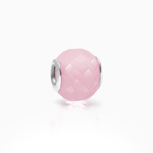 Bubble Gum Bliss, Sterling Silver and Pink Opal Glass Faceted Round, Adoré Charm