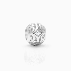 Happily Ever After, Sterling Silver Fancy Scroll with Clear CZ - Adoré Charm