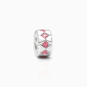 Heart to Heart, Sterling Silver and Pink CZ Heart Rondel - Adoré Charm