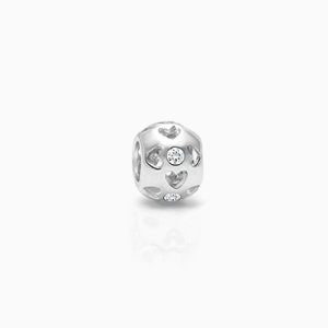 Families Are Forever, Sterling Silver Heart Cut-out Round with CZ Center - Adoré Charm
