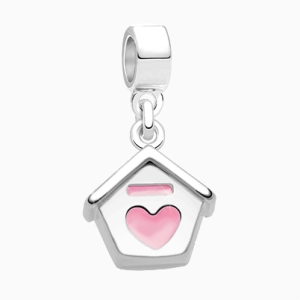 Home Tweet Home, Sterling Silver Birdhouse, Double Sided with Pink &amp; Yellow Enamel - Children&#039;s Adoré™ Dangle Charm