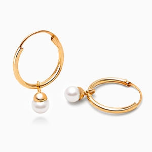 Perfect Pearl Dangle, Children&#039;s Hoop Earrings - 14K Gold