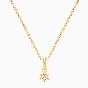 Born to Shine, Star with Genuine Diamonds Children&#039;s Necklace for Girls - 14K Gold